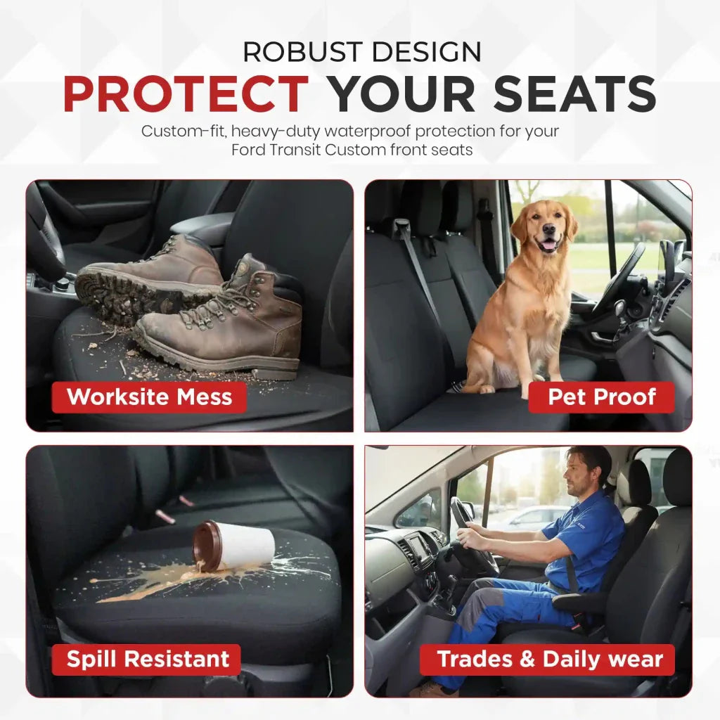 Dark gray front seat cover with headrest, protective fit for van front seats