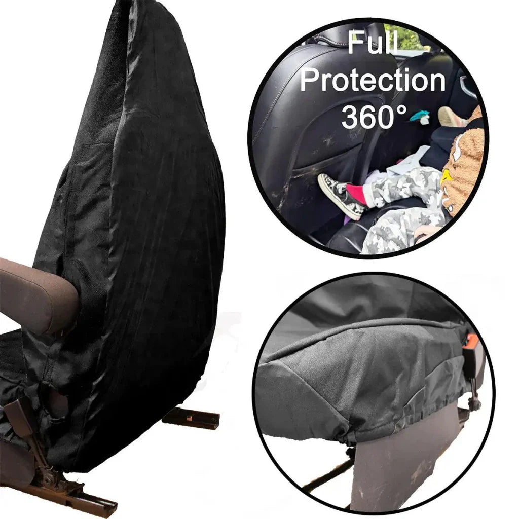 Black universal van seat cover with contoured seat base and side protective panel